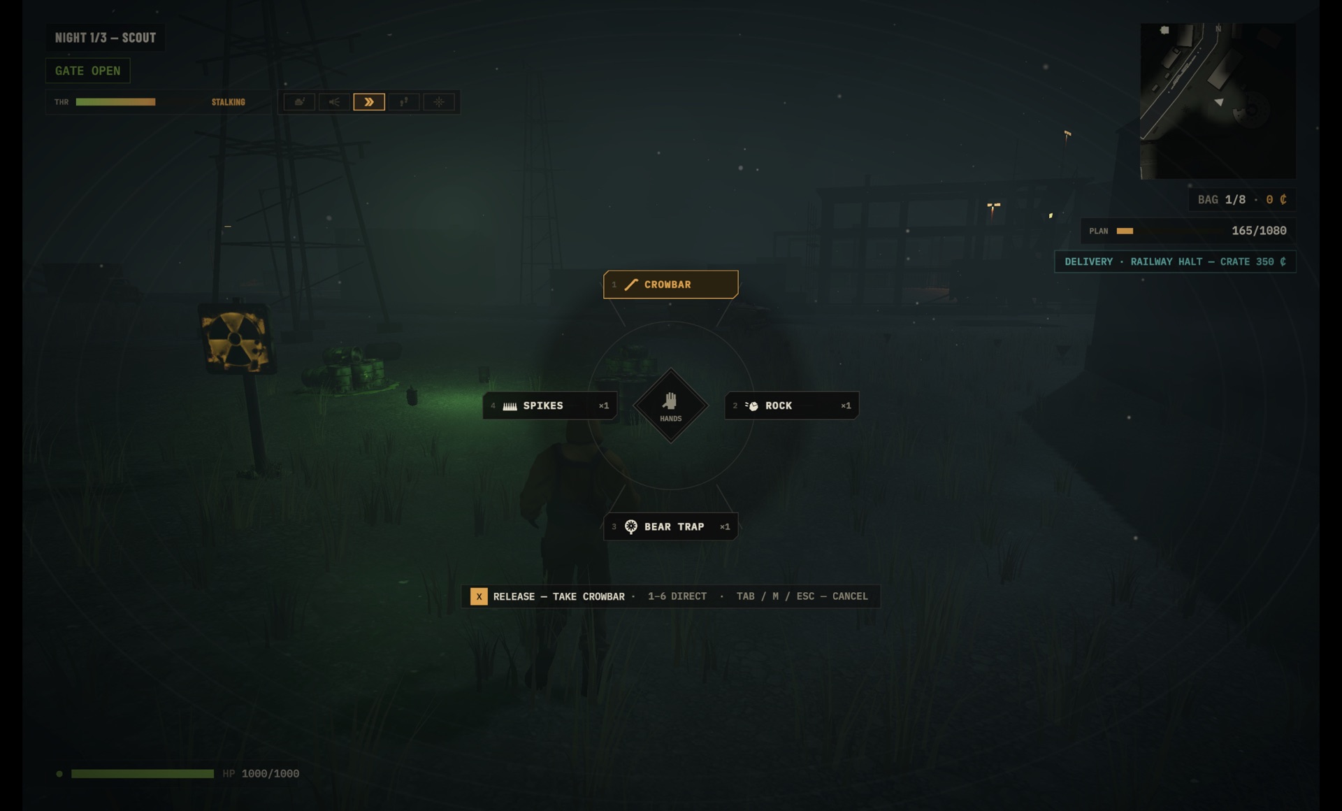 Quick-select wheel in the green fog